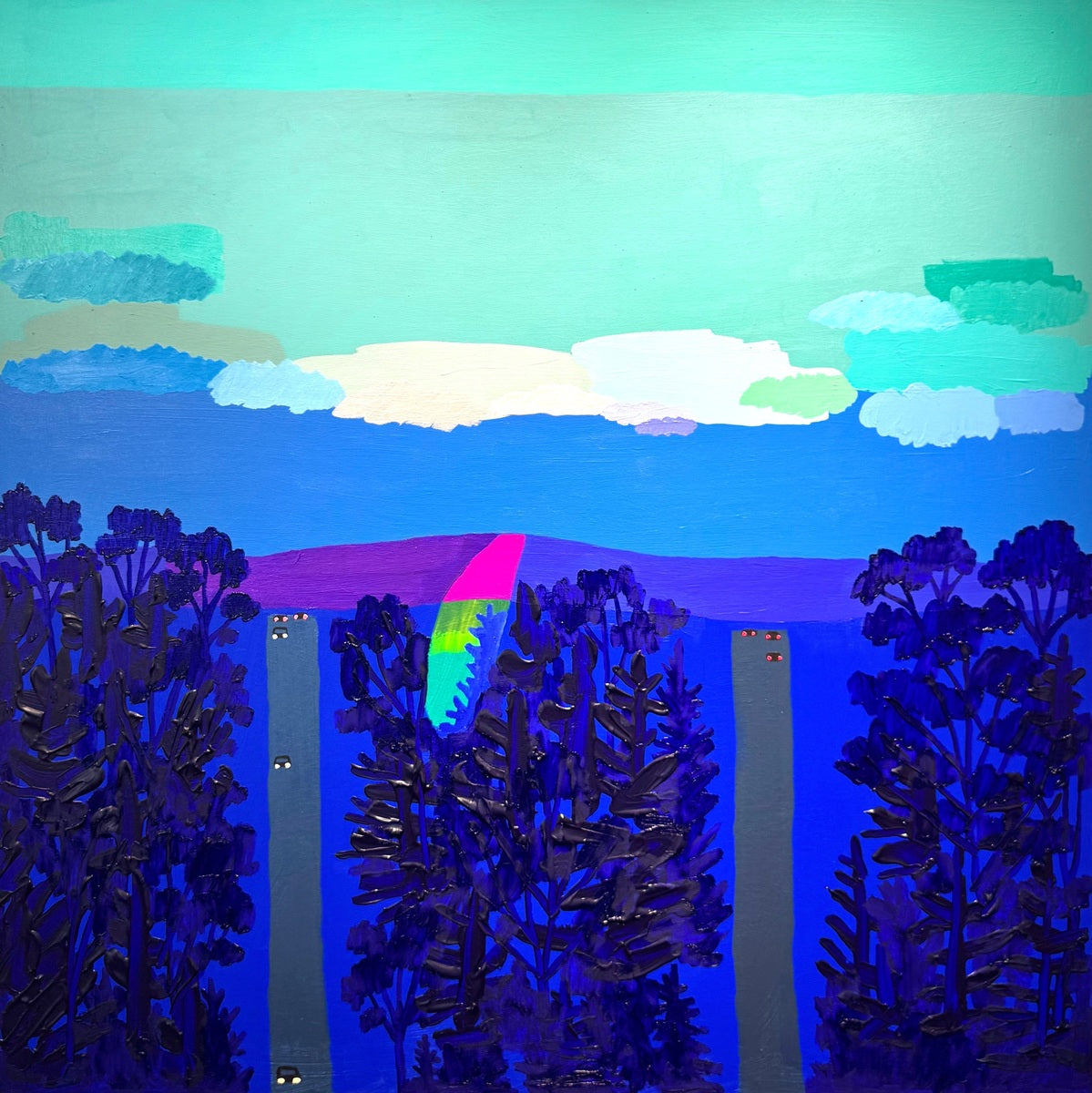 Driving home the sky accelerates and the clouds all form a geometric shape and it goes fast you think of the past