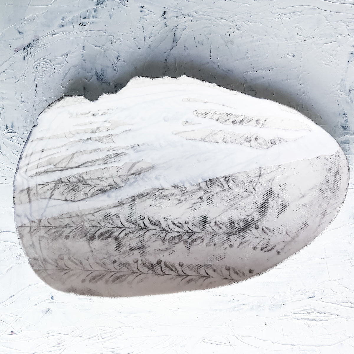 Bone Tattoo series - translucent white drip Oval Bowl