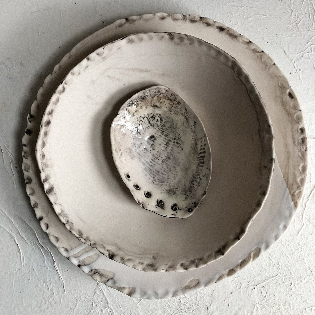 Translucent Porcelain W  Pinched Edge Sea Bones Series - bowl