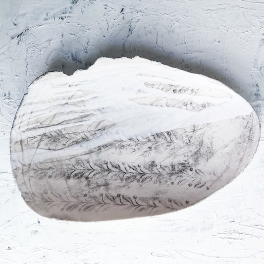 Bone Tattoo series - translucent white drip Oval Bowl