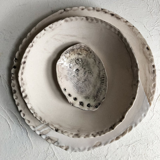Translucent Porcelain W  Pinched Edge Sea Bones Series - bowl