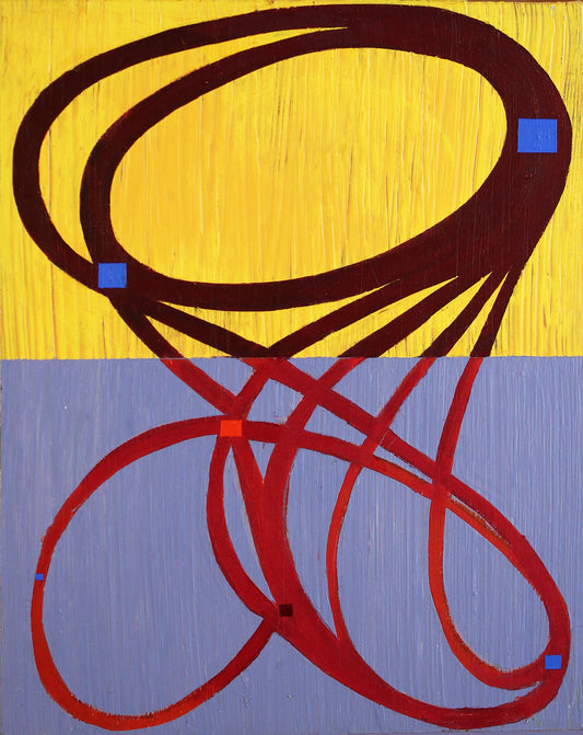 Indian Road Monkeyrope (Red and Maroon Figure on Blue Grey And Gold Ground